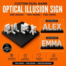Custom 2 Name Sign Personalized Couple Gift 3D Printed Optical Illusion