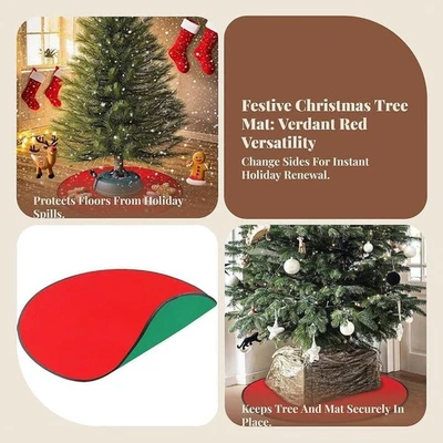Tapis de protection de pour sapin Noël, tapis réversible pour sapin Noël - Photo 1/4