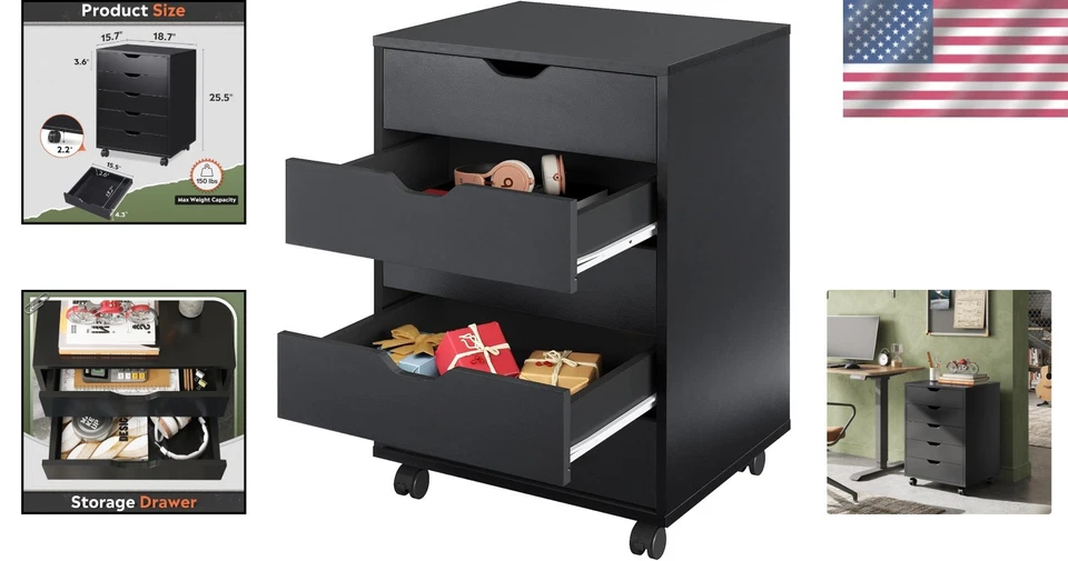 Cómoda móvil contemporánea - 5 cajones, resistente a arañazos, fácil de limpiar Foto 2 de 4