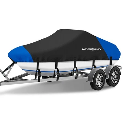 NEVERLAND 14-16FT Trailerable Boat Cover UV Waterproof Fishing V-Hull Runabout - image 1 of 4
