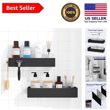 Easy Installation Shower Shelves - 2 Pack Rustproof Black Caddies with Adhesive