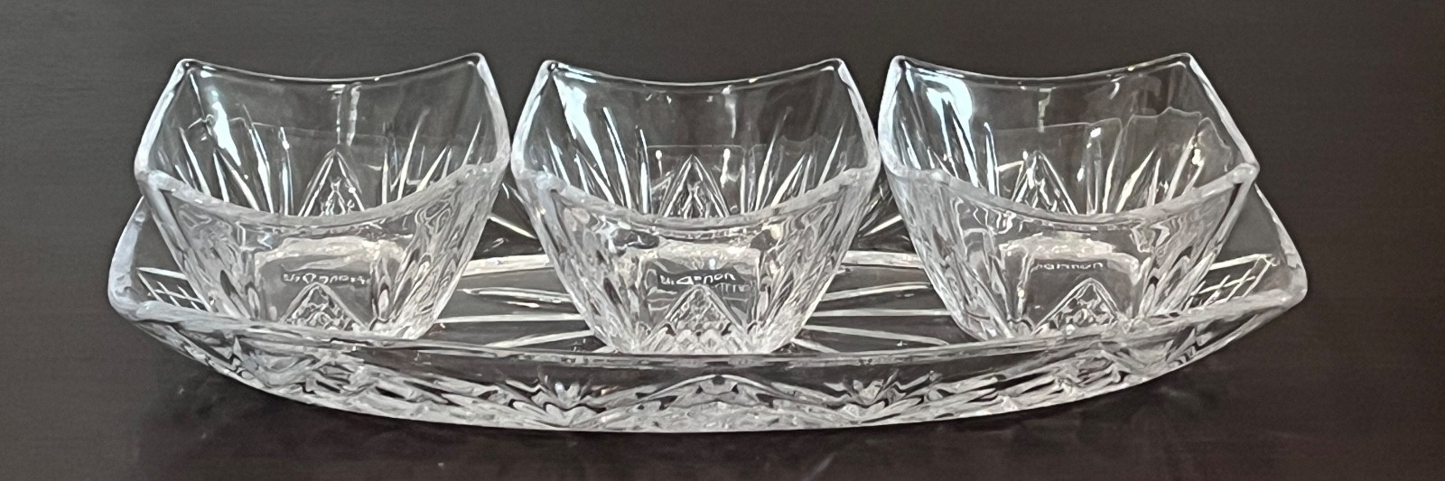 Dublin Square Shannon Crystal Glass Godinger 4 PC Appetizer Serving Dishes Tray