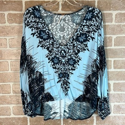 Free People Birds of a Feather Top Size Small Blue