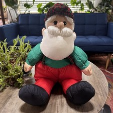 Vintage Large 24 Nylon Parachute Puffalump Santa Claus Plush Christmas