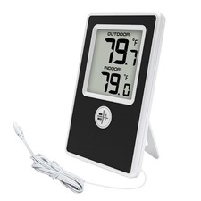 Indoor Outdoor Thermometer Wired, Digital Room Temperature Monitor with Probe Se