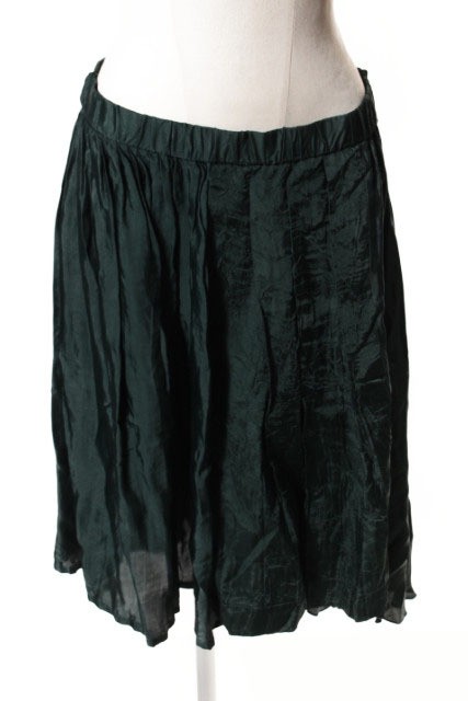 Numero Ventuno N21 Green Wrinkle-Effect Pleated Midi Skirt for Women
