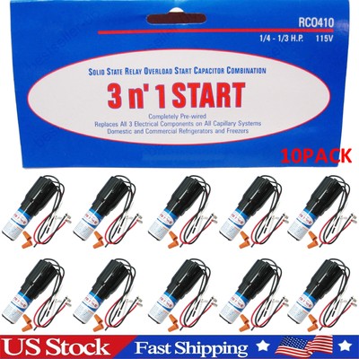 RC0410 Refrigerator Relay Overload Start Run Capacitor 1/4 1/3 HP 3 n' 1 10x
