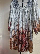 EASTON PEARSON 100%SILK SNAKESKIN PATTERNED SIZE 3 LOOSE FIT DRESS RRP$529.00