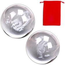2Pcs Chinese Dragon Phoenix Crystals Baoding Balls for Hand Therapy