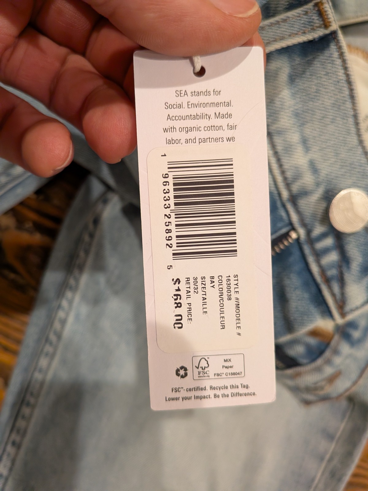 Outerknown SEA The Cove Slim Fit Worn Bay Mens 30x32 Blue Denim Jeans New