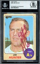 Jim Catfish Hunter Beckett BAS Signed 1968 Topps Autograph