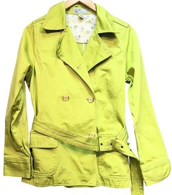 Old Navy Womens Double Breasted Belted Trench Coat Long Sleeve Size L Lime Green