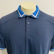 G/FORE Short Sleeves Men's Polo Golf Shirt Sz L Stretch Performance Navy Logo.
