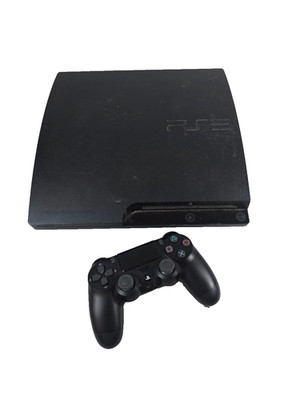 Sony PlayStation 3 PS3 Slim Console 320GB CECH-3001B Black with PS4 Controller