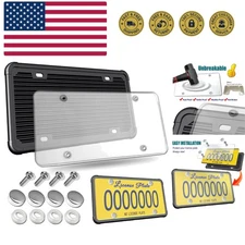 Universal License Plate Cover with Durable Silicone Frame - Easy Installation