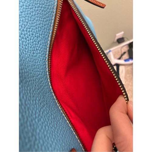 Dooney & Bourke Turquoise Tote with Brown leather Straps - Picture 6 of 16
