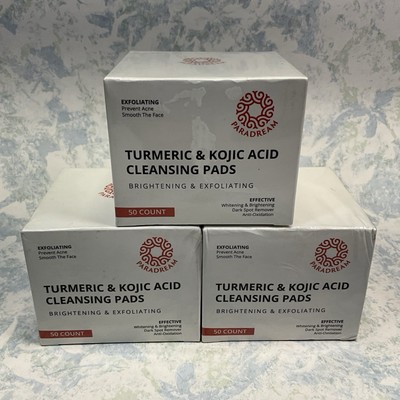 Paradream Turmeric & Kojic Acid Cleansing Pads 50 Ct ( Lot of 3 ) Exp 07/27- New