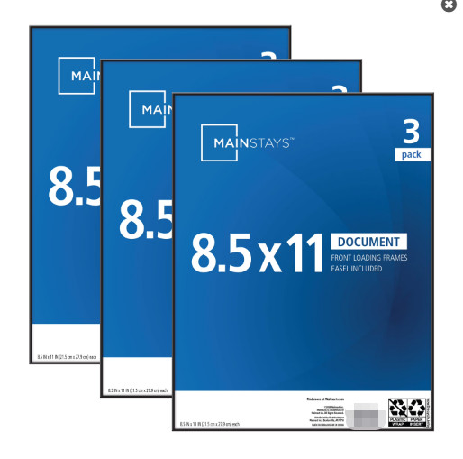 Mainstays – 8.5x11 Picture Frame – Black Front Loading Document Frame Set
