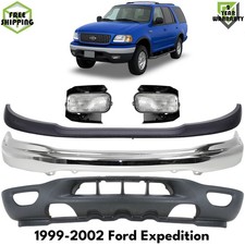 Front Bumper Face Bar Chrome Steel Fog Lights Kit For 99-2002 Ford Expedition