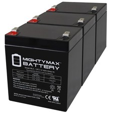 Mighty Max Battery ML5-12F2 12V 5AH F2 Rechargeable SLA AGM Battery - 3 Pack