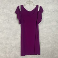 Kate & Mallory Dress Sz Medium Purple Cold Shoulder V-Neck Ruffled Sleeve