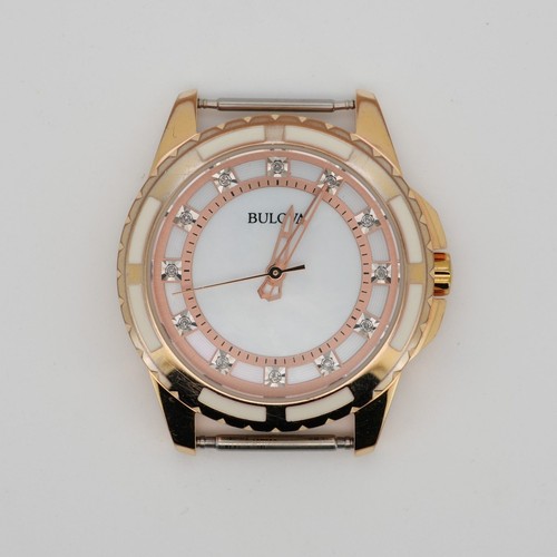 Bulova 98P119 32mm Mother-of-Pearl Dial Rose Gold-Tone Watch Head Only ...