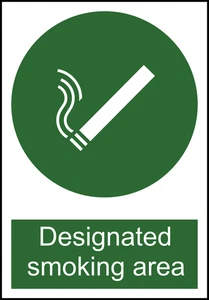 Designated Smoking Area Caution Warning Sign Self Adhesive Vinyl Sticker