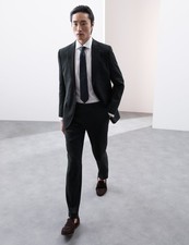 M&S - Autograph Mens Navy Linen Blend Single breasted Suit jacket