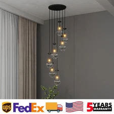 7 Lights Black Pendant Light Raindrop Ceiling Chandelier Modern Kitchen Fixtures