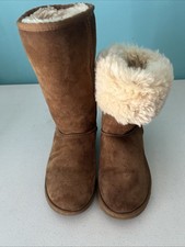 UGG Women's Boots Classic Short Brown Suede Fur Lined Slip-On Sz 5 US S/N 5815