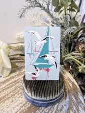 Vintage Mid-century Sailboat Playing Cards, Seagulls, Birds, Trade Swap Card