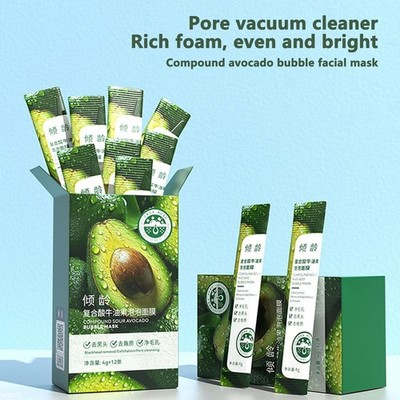 12 Stück/Box Avocado-Blasenmaske Säure-Hautreinigungs-Gesichtsmaske Neu