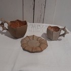 Vtg. Barbara Walch Pinch Pottery Lot of 3 pieces Cups Saucer Signed Whimsical — photo 2