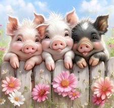 Cute Piglets 5D Diamond Painting Kit Full Drill DIY Farmhouse Wall Art 30x30cm