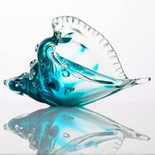 Hand Blown Glass Conch Shell Figurines Ornament - Seashell Handmade Sea Anima...
