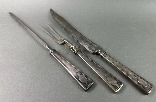 Vtg Art Deco Wallace Sterling Silver Handled Carving Set  NR