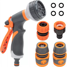 Hose Spray Gun Kit Adjustable Nozzles Mist Car Wash Watering 8 Function Garden