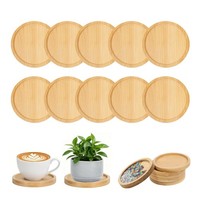 Kerzenteller Holz Bambus Kerzenuntersetzer 9Cm Schutz FüR MöBel 10 StüCk Set