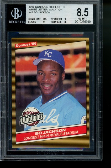 1986 Donruss Highlights RARE White Letter Variation #43 Bo Jackson BGS 8.5