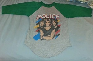 Vintage 1983 The Police Synchronicity Tour Raglan T-Shirt Green Single Stitch