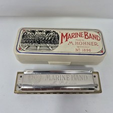M. Hohner A440 Marine Band Harmonica Key of C No. 1896 w/Case Made In Germany