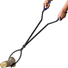 40In Heavy Duty Fire Tongs Firewood Grabber Tool with Scissor Shape Serrated, Lo