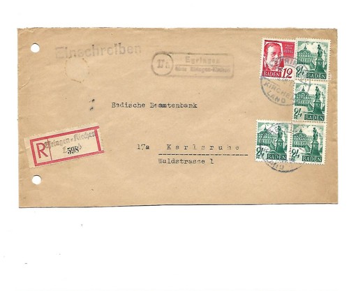 FZ Baden / Efringen - Kirchen Land, L2 auf Beh.-R.-Zettel + Ra2 (17a) Egringen  - Bild 1 von 2
