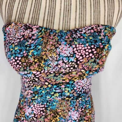 La Belle Black & Multicolored Floral Print Strapless Mini Dress Size XSmall  | eBay