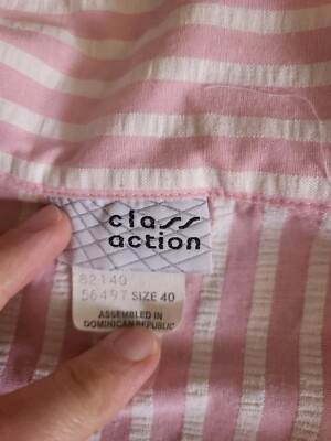 VTG Womens plus 40 seersucker pink white stripe blazer Barbiecore