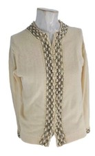 Harilela's Women's Sweater 36 Cream Hand Beaded Wool Angora Vintage Cardigan