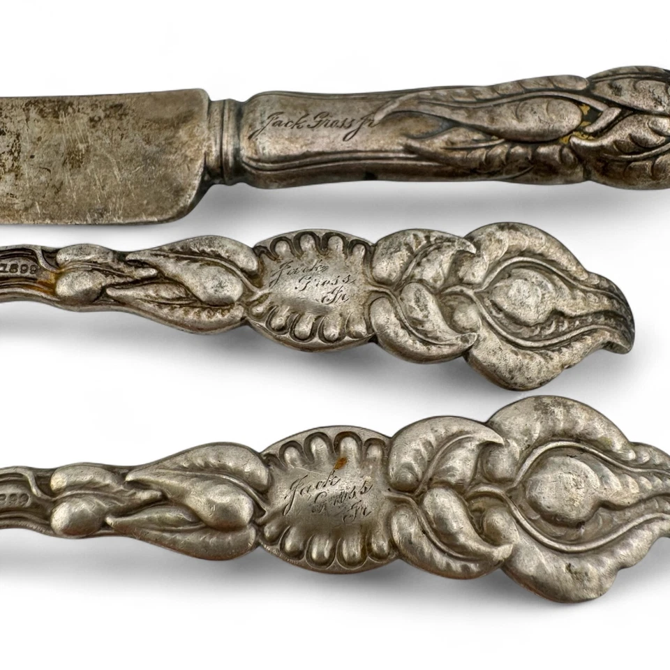 Rare Antique Tiffany & Co. Atlantis-Ailanthus Sterling Silver Flatware Trio 1899 - Image 3 of 4