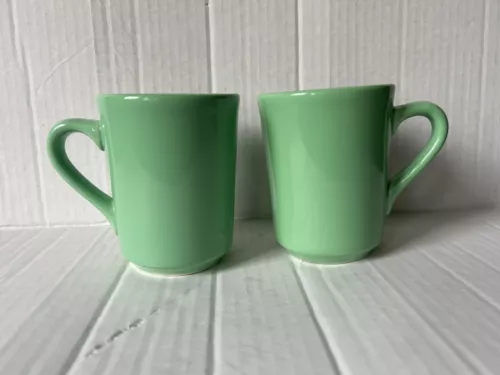 Homer Laughlin HLC Heavy Restaurant Ware Coffee Mugs Cups USA Set Of 2 Vintage