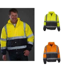 Yoko Hi-Vis Men's Two Tone Bomber Jacket HVP218 - Waterproof Safety Work Wear L