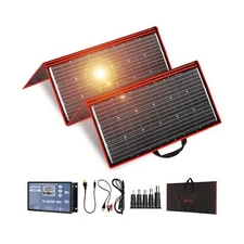 DOKIO 300W 18V Portable Solar Panel Kit Folding Solar Charger with 2 USB Outp...